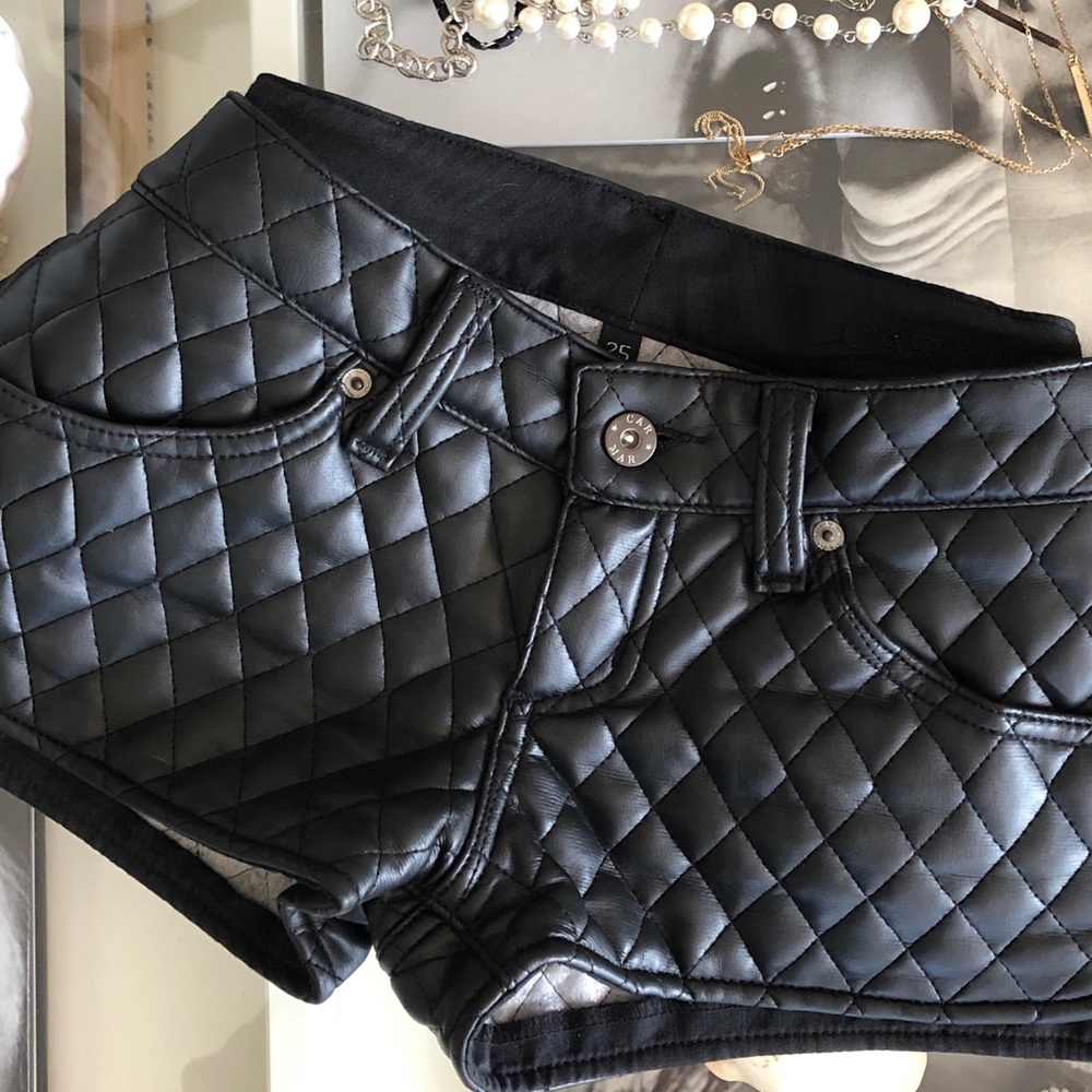 Quilted Vegan Leather Shorts